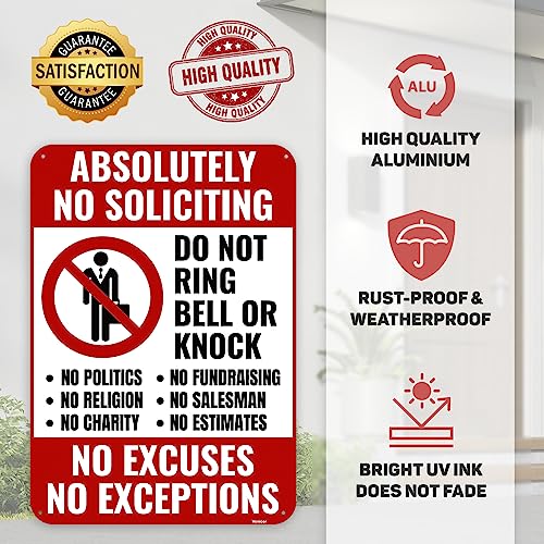Venicor No Soliciting Sign - Do Not Ring Doorbell - 10 x 7 Inches Aluminum, Important Variation
