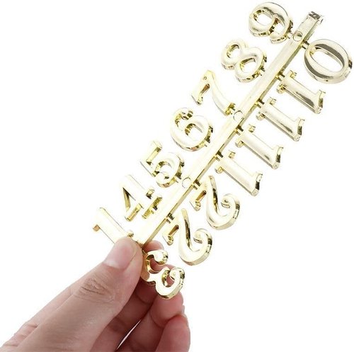 SquarezhenBo 1 Set Clock Arabic Numerals Kit,Clock Parts Digital Clock Numbers Roman Numerals Arabic Number for Replacement Repairing Clock,Clock Movement Hardware (Gold)