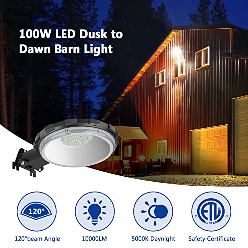 Karjoefar 100W Dusk to Dawn Outdoor LED Light 10000LM 5000K Daylight, Model 1