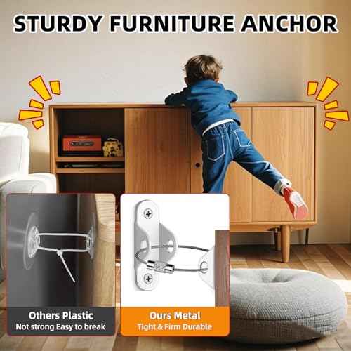 Furniture anchors10-Pack Baby Proof Heavy Duty Furniture Anchors for Dressers, Bookcases and TV Cabinets 400LB Anti Tip Kit with Stainless Steel Hardware Shock Straps (White)