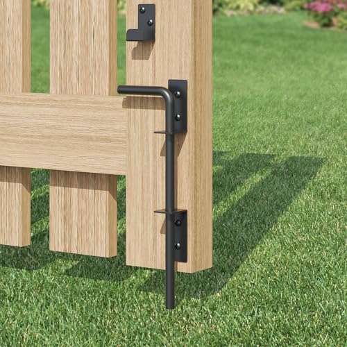 12" Heavy Duty Cane Bolt Gate Drop Rod - Extra Thick Black Wrought Iron Fence Latch, Outdoor Security Hardware, 1 Pack
