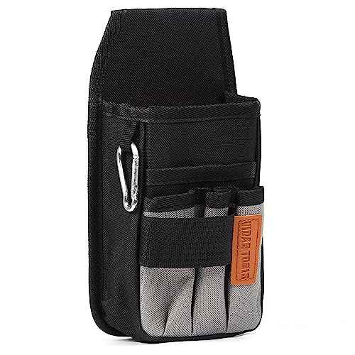 Small Tool Pouch with Belt Clip,Tool Belt Pouches,Electrician Tool Pouch.Mini Organizer Pocket Attachment for Tool Belt,5 Pockets and Heavy-Duty Metal Belt Clip Attachment.¡¦