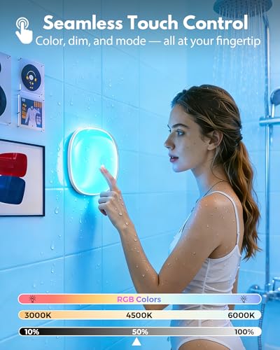 Gotopceed IP65 Waterproof Rechargeable Shower Light - 6 Inch, Multicolor, 300LM