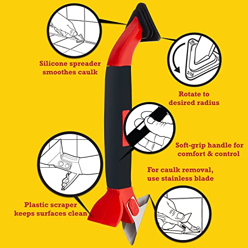 ALLWAY CT31 3-in-1 Caulk Tool for Removal & Application - Caulk Smoother & Remover