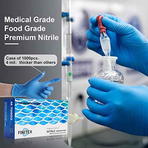 FINITEX Nitrile Disposable Medical Exam Gloves 4 mil Powder-free Latex-Free 100 PCS Examination Home Cleaning Food Gloves