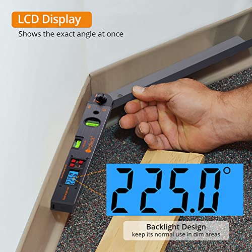 Neoteck 16-Inch Digital Angle Finder Protractor with Backlit LCD, 0–225°