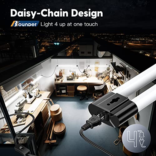 BBOUNDER 10 Pack 4FT LED Shop Light Black 6500K 40W Linkable Bright White