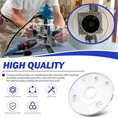 Palm Router Subbase PR110, Palm Router Accessories with Screws- Round Base Plate for Bosch RA Threaded Templet Guides, Accurate Positioning of Bit, Fits for Bosch Trim Routers GKF125CE, PR20EVS, PR10E