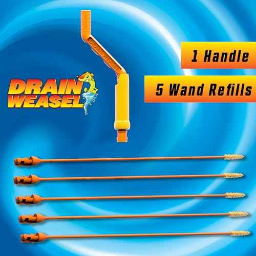 FlexiSnake Drain Weasel Sink Snake Hair Clog Remover Tool, Pipe, Bathroom, Bathtub Cleaner, 18-inch, Made in the USA, 5 Wands and Removable Handle