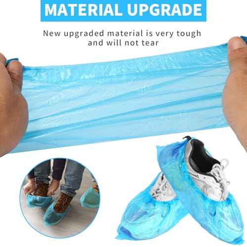 Frontline Shoe Covers Disposable Waterproof, Recyclable Premium Thick Plastic, SLip Resistance, Durable, Booties for Shoes, XL One Size Fits Most, Indoor Outdoor Shoe Covers (100)