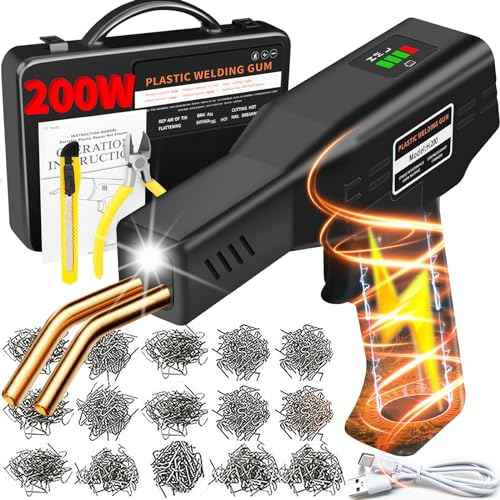 200W Cordless Black Plastic Welder, Kit with 1050Pcs 6 Types Hot Staples, 5000mAh Rechargeable Battery, Plastic Repair Kit for Bumper, Dashboard, Water Tank