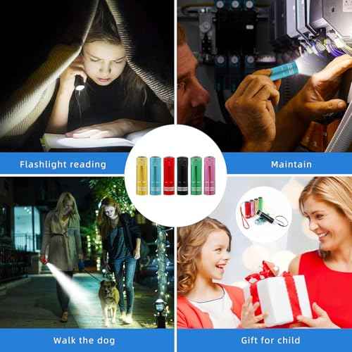 6 Pack Mini Flashlight Bulk, Small Aluminum LED Powerful Handheld Torches Set with Lanyard High Lumens Batteries Included for Party Favors Travel, Night Reading Christmas Gifts Party Favors Halloween