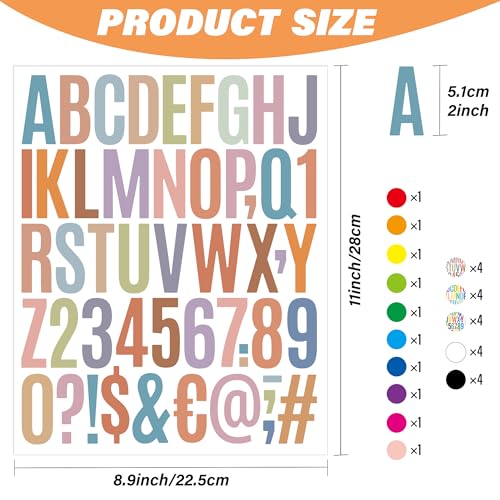 Metsyth Multicolor Letter Stickers 30 Sheets 1500 PCS 2 Inch Alphabet Decals