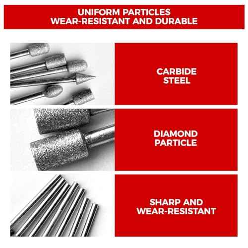 20PCS 120 Grit Diamond Grinding Bits, 1/8 Inch Shank for Dremel Rotary Tool, Engraving Carving Polishing Accessories for Stone Glass Ceramic Steel, Include Tool Bag & Storage Case
