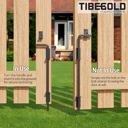 12" Heavy Duty Cane Bolt Gate Drop Rod - Extra Thick Black Wrought Iron Fence Latch, Outdoor Security Hardware, 1 Pack