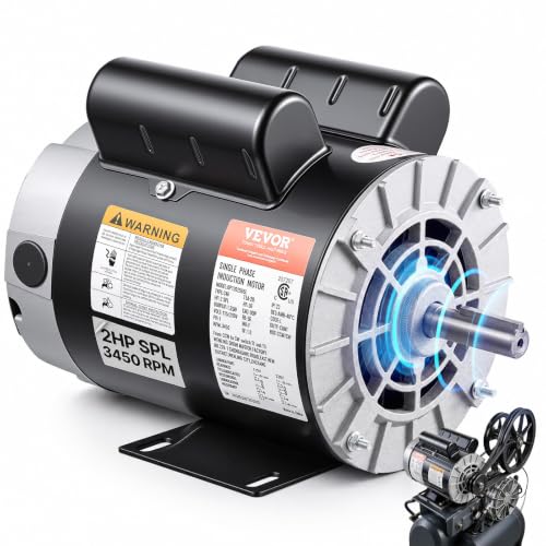 VEVOR 2HP Electric Air Compressor Motor 115/230V, 56 Frame, 1.88" Shaft, Reversible, Model 1 / 2P-1.88" Shaft Length