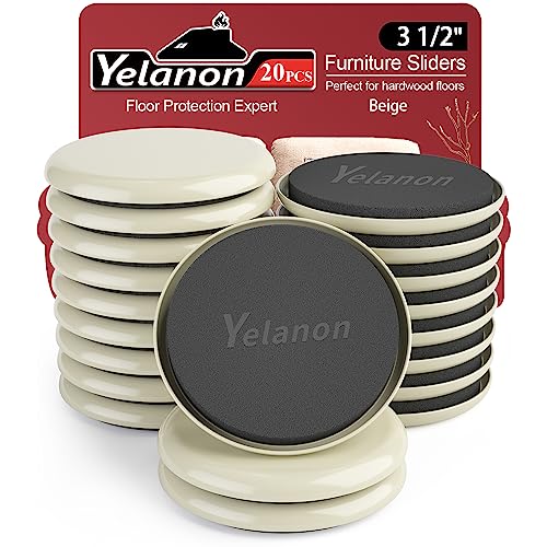 Yelanon Furniture Sliders for Carpet 3.5 inch - 20 pcs Heavy Duty Moving Pads