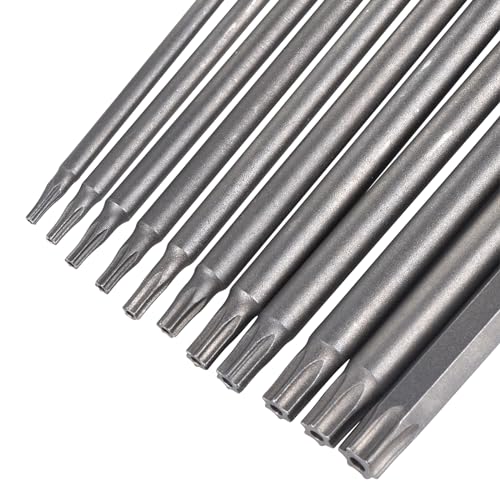 Security Torx Bit Set 11 Piece 3 Inch long Tamper Proof Star Bit Set S2 Steel 1/4" Hex Shank T6-T40 Magnetic Impact Driver Drill Bits