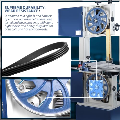 HASMX Drive Belt Replacement Belt for Rikon Band Saw Models 10-320, 10-321, 10-325, RK14CS Replaces Part Numbers C10-995, P10-320-87, 24" Internal Length Band Saw Drive Belt, 4 Rib, Black (1-Pack)