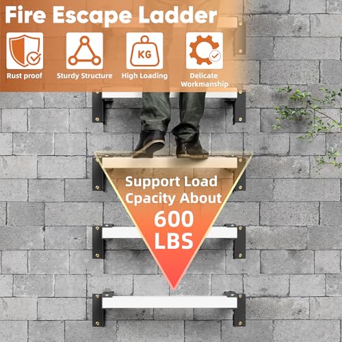MYOYAY Window Well Ladder 4-Rung Heavy Duty Egress, Adjustable Basement Multi-Purpose Fire Escape Ladder for Home Safety
