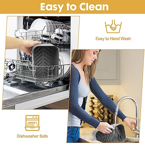 ZXZMZT 10QT Silicone Air Fryer Liners - 2pcs 5QT Rectangular, Ninja DZ550/DZ401 Compatible, Grey