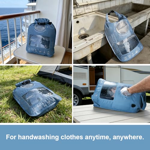 Portable Travel Washing Bag Hand Washable Laundry Solution Lake Blue