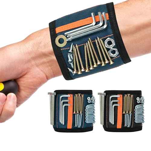 2 Pack Magnetic Wristband for Tools ? Lightweight Tool Belt & Portable Magnet Wristband for Holding Screws, Nails, Drilling Bits ? Best Tool Gifts for Dad, Husband, Grandpa, & Handyman