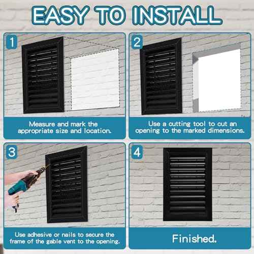 Gisafai 2 Pcs 12" x 18" Gable Vent Aluminum Alloy Wall Vents Shed Attic Vent with Screen Return Air Grill with Screws, for Ventilation Exterior Doors Wall House (Black)