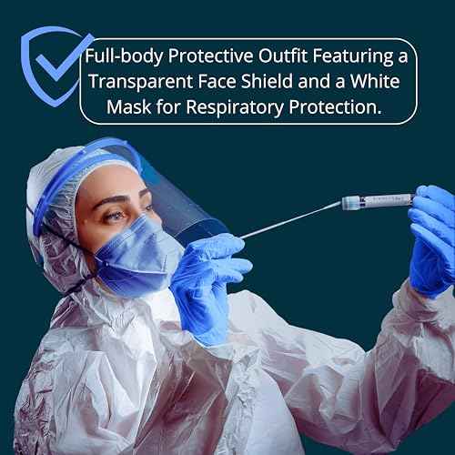Hazmat Suit Disposable Full Body Hazmat Suit PPE with Protective Face Shield, Face Mask, Nitrile Gloves and Shoe Covers