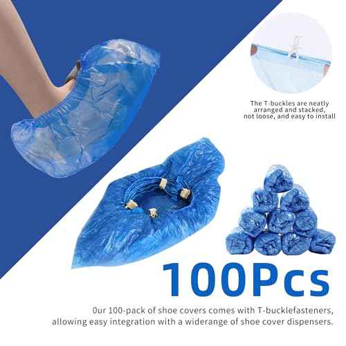 100 Pack of Disposable Shoe Covers for Indoors with T-buckle, Non-Slip Shoe Booties Covers for Automatic Shoe Dispensers, Can Be Used in Laboratories, Homes, Stores, and Other Public Places
