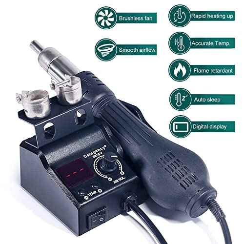 Premium Hot Air Rework Station, Digital Soldering Station with Airflow Adjustable 100-480¡É Heat Resistant Hot Air Gun, Soldering Iron Station Kit for BGA IC SMD Desoldering Tool and Hobby