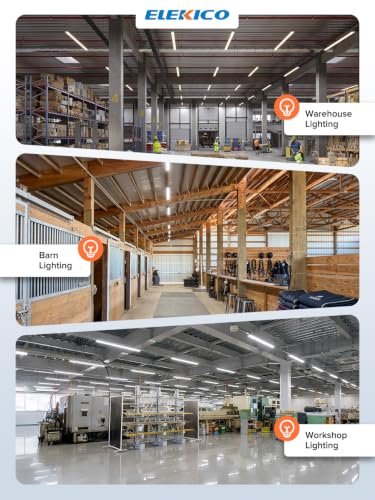 ELEKICO 4FT 6-Pack 60W LED Shop Lights, 9000LM, 5000K, Linkable Garage & Workshop Lighting