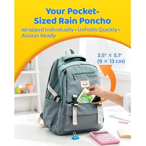 Hitituto Rain Ponchos Family Pack Kids? 6/12/24 Pack Disposable Poncho with Hood, Clear & Assorted Colors, Home Survival Kits