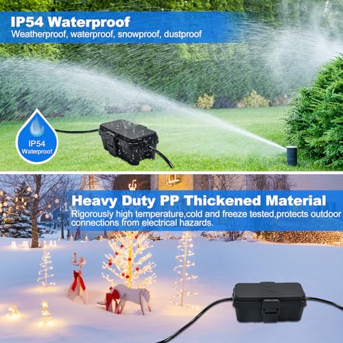 Hrensaw Small Waterproof Electrical Connection Box for Outdoor Use - Black, IP54 Rated