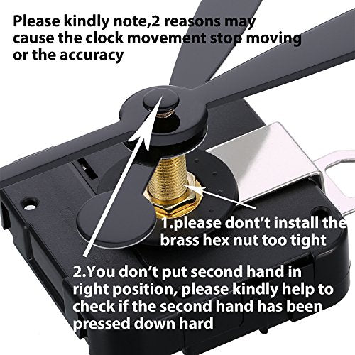 High Torque Quartz Clock Movement Replacement Kit with 20mm Shaft & Long Hands