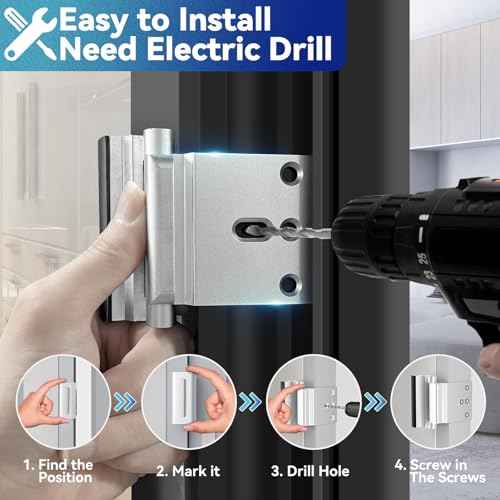 Door Reinforcement Lock Withstands 800lbs of Force - White Extra Proof Door Lock for Kids Safety with 8 Screws Prevents Unauthorized Entry, Add a Door Security Lock for Home Safety & Privacy