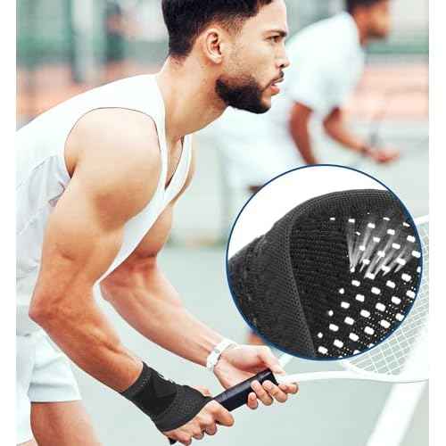 HiRui 2-Pack Ultra-Thin Mesh Wrist Wraps - Breathable, Adjustable Wrist Support for Workouts & Daily Use - Unisex Wrist Brace for Pain Relief, Tendonitis, Carpal Tunnel - One Size Fits All (Black)