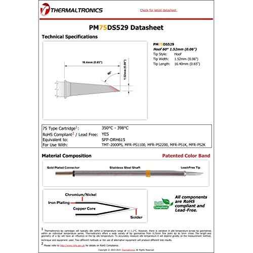 Thermaltronics PM75DS529 Hoof 60deg 1.52mm (0.06in) interchangeable for Metcal SFP-DRH15