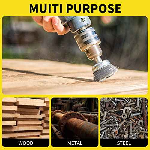 4 Pcs Wire Cup Brush Set for Drill, 1/4 Inch Hex Shank, 0.010 Inch Coarse Carbon Steel Attachments for Rust Removal
