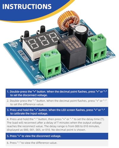 12V-36V DC Over-Discharge Protection Module 2 Pack - Battery Voltage Protector Switch