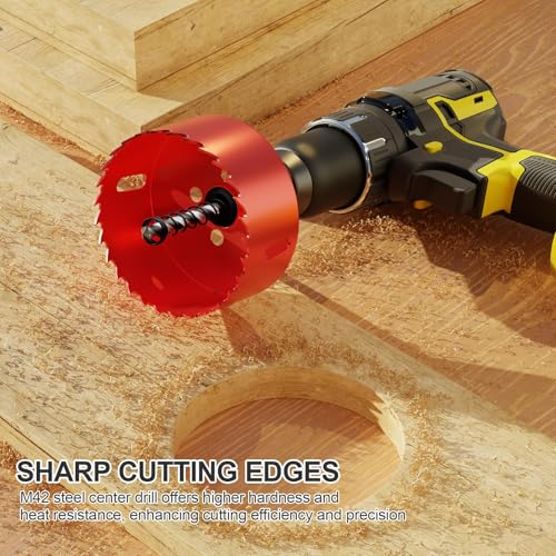 4 Inch (102mm) M42 Bi-Metal Hole Saw, Triangular Shank Hole Saw Drill Bit with Spring Tools for Wood, Plywood, Plastic, Gypsum Board, Various Thin Metal Sheets