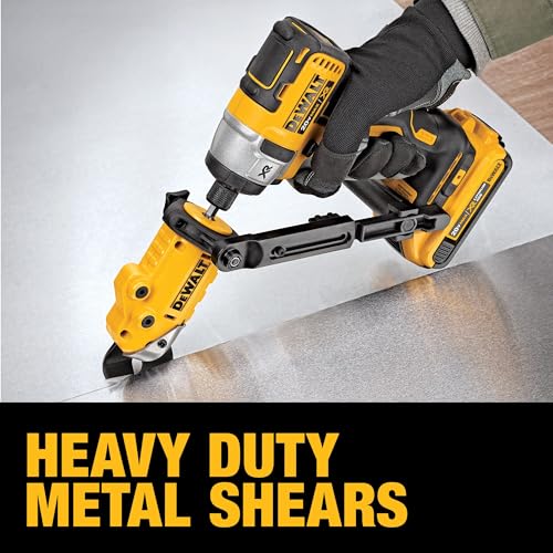 DEWALT Metal Shear/Cutter Drill Attachment - Impact Ready, 360° Pivot, Cuts 18GA - Variation 1