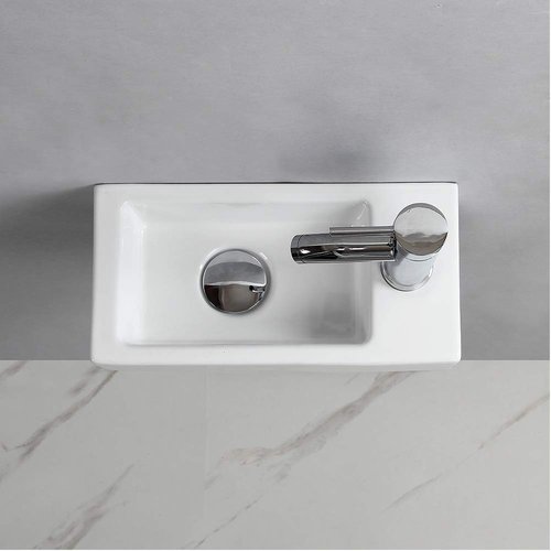 Small Bathroom Sink Wall Mounted Bathroom Sink Rectangle Ceramic Wash Basin Right Hand (Right Hand)