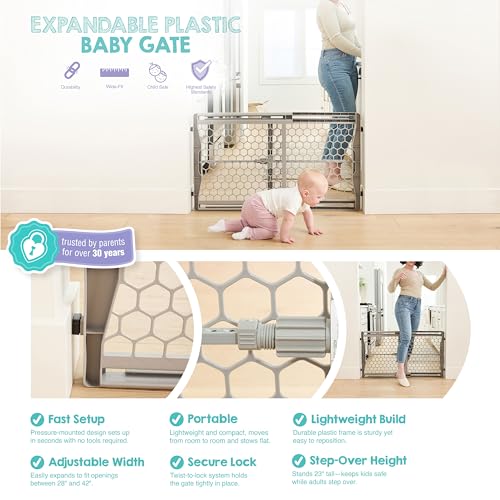 Regalo 28-42 Inch Expandable Plastic Baby Safety Gate for Stairs & Doorways