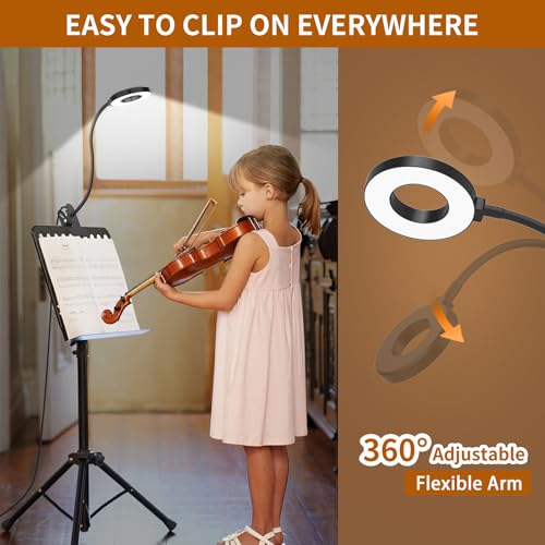 iZELL 15.8'' Black LED Desk Lamp with Clamp, 3 Color Modes & 10 Brightness Levels