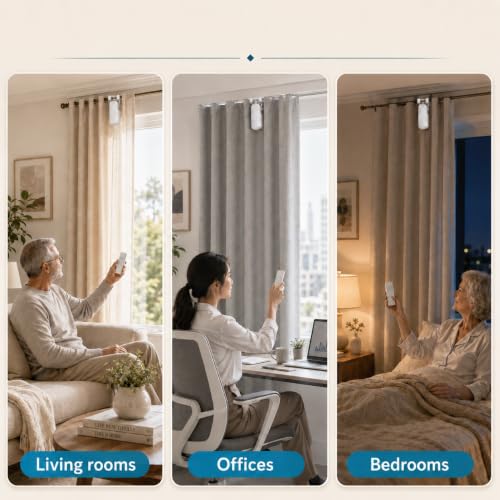 Automatic Curtain Opener with Remote Control - 2 Pack, Fits Roman & T-track Curtains