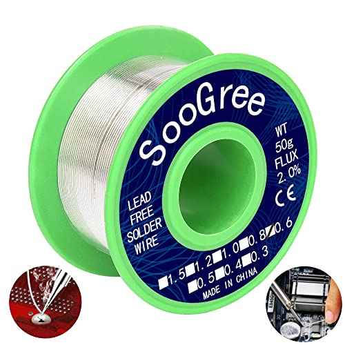 Solder Wire Sn99.3 Cu0.7 with Rosin Core,Fine Alloy Electronics Soldering Electric Solder for Electrical, Electronic, Connector, DIY Soldering (0.6mm/50g)