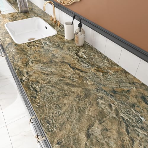 Wallercity Brown Marble Contact Paper Peel and Stick Countertops Granite Wallpaper for Cabinets Drawers Vinyl Self Adhesive Wall Paper for Desk Shelf Bathroom Kitchen Waterproof Film 15.8''x78.7''