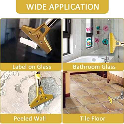 Razor Blade Scraper,Floor Scraper Tool with 20PCS Extra Blades,Paint Scraper Ideal for Cleaning Stove Top,Windows,Glass,Tiles,Wall,Labels.(4 in,Metal)