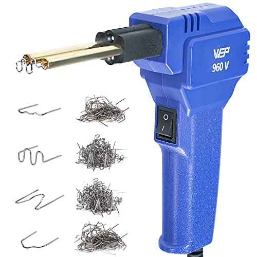 WEP 960-V Plastic Welder Kit 110V with LED Lights with 200 Hot Staples and Pliers for Car Bumper Plastic Welding, Plastic Gas Tank Repair, a Great Automotive Tools for Mechanics